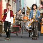 Band rocks and rolls downhill filming on location in Brighton for Lucozade