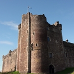 Television drama Outlander filming on location at Doune Castle in Scotland